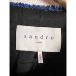 Sandro Asymmetrical Zip Up Frayed Striped Cropped Blue Jacket Size L Photo 6