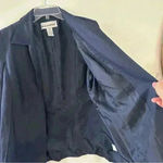 Jessica London  Blazer Linen Blend Womens Sz‎ 14 Blue Lightweight Padded Shoulder Photo 4