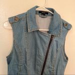 Forever 21  Sleeveless Asymmetric Zip Denim Vest Photo 2