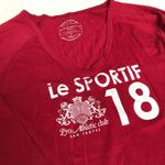 Old Navy Vintage 3/4 Sleeve Red V Neck Graphic Tee French Style Sz Small Photo 1