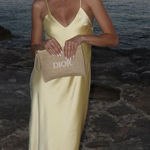 ZARA  maxi dress flowy butter yellow satin effect wedding evening party Photo 0