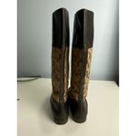 Coach Chrissi Riding Boots 7.5B Black Leather Brown Signature Logo Tall Boots Photo 7