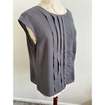 New York & Company Semi Sheer Cap Sleeve Blouse Large Gray Photo 8