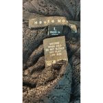 Haute Monde Blouse Womens M Sheer Floral Embossed Sleeve Fray Hem Black Whimsey Photo 1