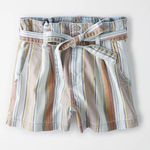 American Eagle  Mom Shorts Striped‎ High Waisted Tie Belt Womens Casual Photo 0