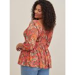 Torrid Textured Jersey Smocked Waist Top Orange Floral NWT Plus Size 3 Photo 1