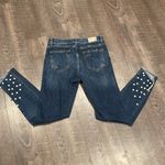 ZARA  skinny ankle jeans distressed hem pearl details Photo 3
