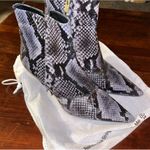 ANINE BING  Ava Cloudy Ankle Snakeskin Print Heeled Bootie Photo 1