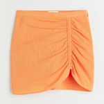 H&M  ruched mini skirt gathered high waisted rise neon tangerine crepe tulip Photo 0