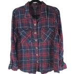 1 BlissLane Womens Red & Blue Plaid Button Photo 0