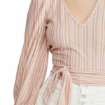 Free People  Women's Autumn Nights Stripe Blouson Wrap Top Orchid Rain‎ Small Photo 0