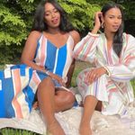 H&M NWT Lemlem Blue Beige Stripe Slip Satin Midi Dress Size L Photo 13