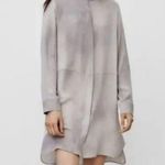 Aritzia Wilfred Gray Beige Silk Bossut Long Sleeve Button Down Mini Dress Photo 1