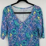 ESCAPE by Habitat Clothes Blue Floral Print V Neck Mini Tunic Dress Small Photo 1