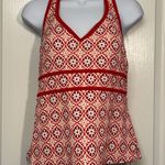 Lands' End  Orange White Red Medallion Tankini Swimsuit Size 8 EUC #2438 Photo 1