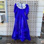 Vintage Victorian Shakespeare Style blue sateen and lace puff sleeve dress Size XS Photo 6