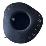 Faded Glory  Black Wide Brim Lacer Cut Floppy Wool Hat Photo 4