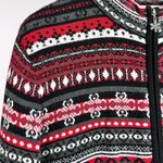 Breckenridge  Full Zip 100% Cotton Red Black Cardigan Sweater‎ Women's Size Small Photo 1