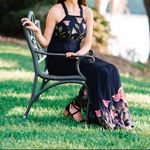 Anthropologie Floreat floral Navy
Blue Embroidered Maxi Dress boho formal fall Black Size 10 Photo 2