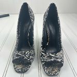 BCBGeneration BCBG Generation Womenโs Black & White Animal Print Peep Toe Stiletto Heels Sz 7 Photo 2