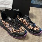Versace Jeans Couture Leopard Print Logo Running Sneakers Purple Size 10 Photo 1