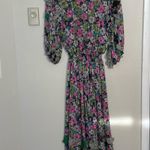 Vtg 80s Sunset Joi Lee Multicolor Floral Satin Georgette Midi Dress Resortwear Pink Size undefined Photo 10