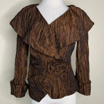 Cachet Brown Crinkle Blouse Jacket Sz 4 Photo 0