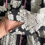 Kookai Vintage Rayon Print Blouse w/accent trim. Size 38/Small Black Cream Photo 5