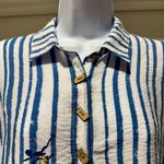 Multiples  PM Petite Medium High-Low Textured Stripe Floral Top Lightweight Photo 2