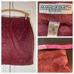 Amanda Smith Vtg Brown Suede Leather Knee Length Skirt  14 Lined Moto‎ Classic Photo 1
