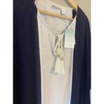 Sigrid Olsen Oversized Blue & White Maxi Dress Linen Blend Short Sleeve Size L Photo 6