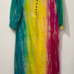 Soft Surroundings  Silk Tie Dye Long Sleeve Maxi Cover Up Caftan Dress PM Photo 0