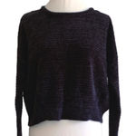 Poof Apparel Sweater Cropped Charcoal Gray Chenille Drop Shoulder Top Large NEW Photo 0