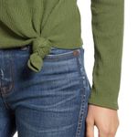 Madewell Top Elwood Knot Front Long Sleeve Jacquard Palm Tree Green XXL NWOT Photo 2