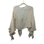 FAVLUX  Front Tie Blouse Size Large Cream Sheer Cottage Core Lagen Look Photo 1