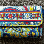 Vera Bradley Marina Paisley Quilted Euro Wallet Floral Zip & Snap Retired Photo 0