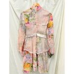 Missord‎ Avante Garde Maximalist Sheer Floral High Neck Bishop Sleeve Mini Dress Pink Photo 5
