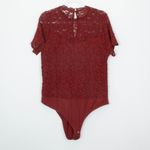 Torrid  Womens Lace High Neck Short Sleeve Bodysuit Size 2X Madder Brown Coquette Photo 2