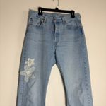 Levi's Levi’s 501 Original Fit Women’s Straight Leg Light Wash Flower Jeans 31x30 Photo 2