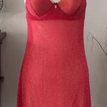 Cinema Etoile Red Shimmer Sheer Chemise Slip Size Medium Silver Photo 0