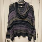 Sun & Shadow  Purple Striped Wool Blend Cowl Neck Long Sleeve Sweater Photo 2