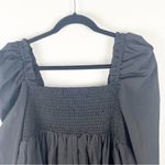 HERRINGSTONES Black Ruffle Long Sleeves Trim Smocked Back Dress, Size Large Photo 8