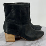 Toms Evie Leather Block Heel Ankle Boot Black Sz 9 Side Zipper Comfy Boho Comfy Photo 0