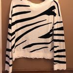 Wild Honey Cropped Zebra Distressed V-Neck Sweater Photo 2