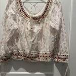Anthropologie NWT Women's Small White Beaded Boho Cotton Lightweight Blouse Photo 0