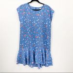 Joie  Coreen Blue Floral Drop Waist Mini Summer Dress Cap Sleeves Keyhole NEW Photo 1
