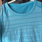 Lululemon  Run Swiftly Tech Short Sleeve tee shirt Spry Blue crewneck stripes Photo 5