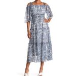 NWT Taylor Floral Cold Dress Tired Maxi Dress Blue Size 22W Photo 1