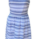 Beach Lunch Lounge Striped Ayesha Dress Womens Sz S Linen Blue Sleeveless Photo 0