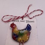Birds And Bloom Hand Crafted Art Brooch Pin Copper / Enamel Rooster Photo 4